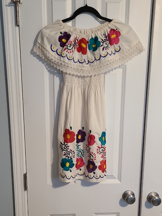 Hand Crafted Other - Hand Crafted Cream Dress with Multicolor Floral Embroidery